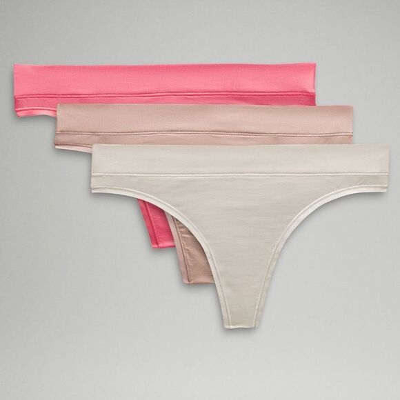 Lululemon UnderEase Mid Rise Thong Underwear 3 Pack size Medium NWT - Picture 1 of 6